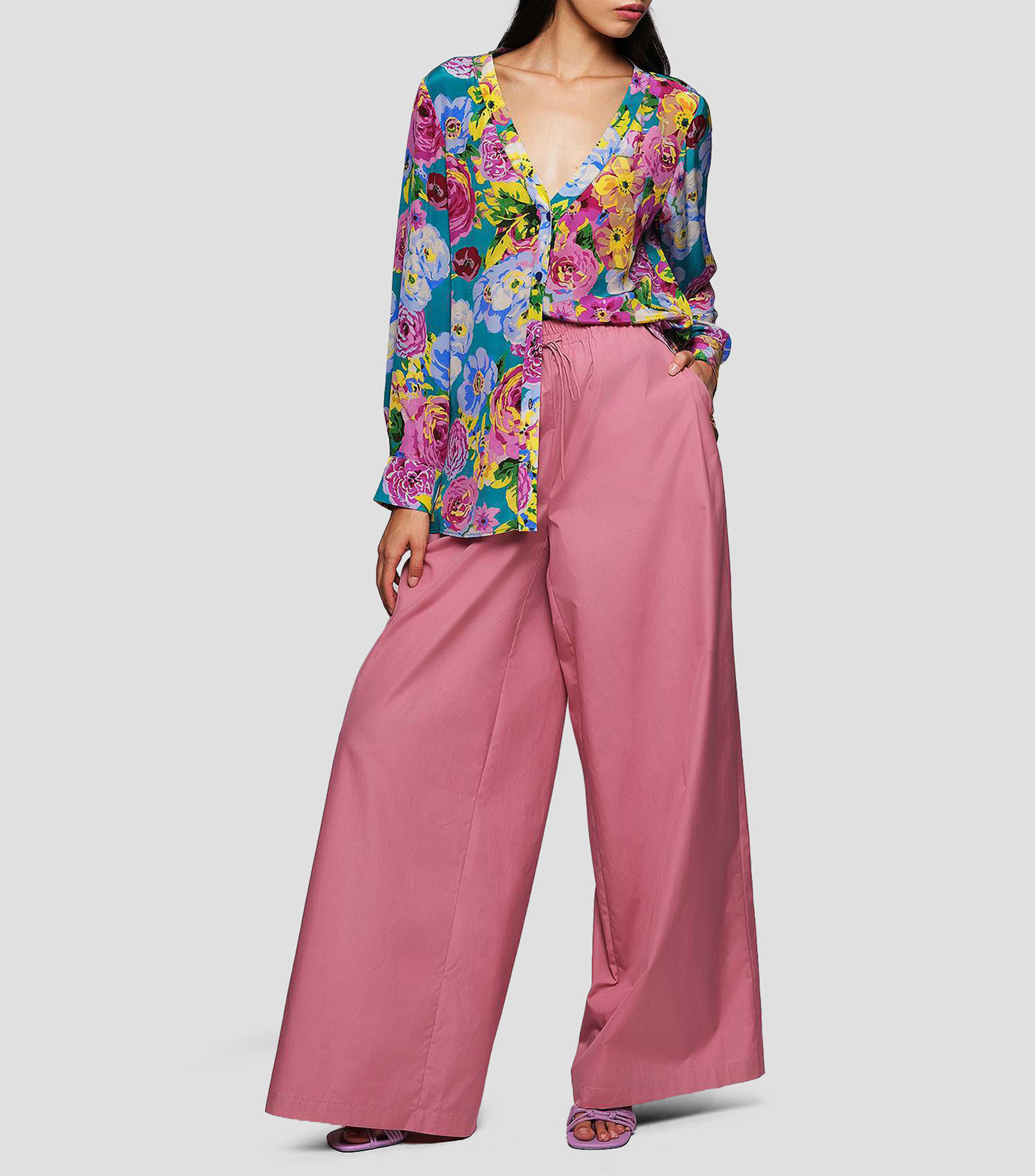 Blusa estampada manga larga Mujer
